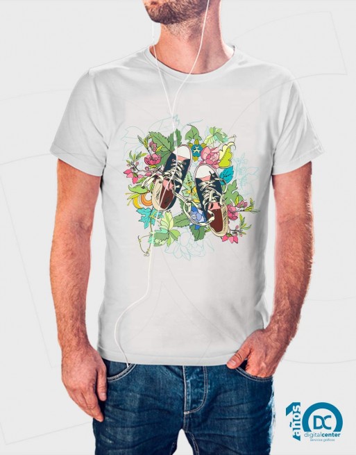 Camiseta Floral Zapatillas