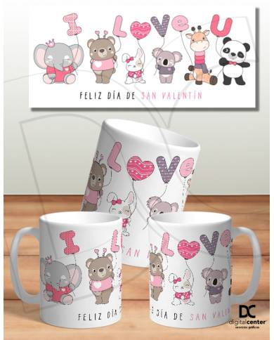 Taza I love you animalitos