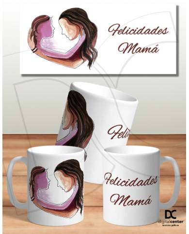 Taza Felicidades mamá acuarela